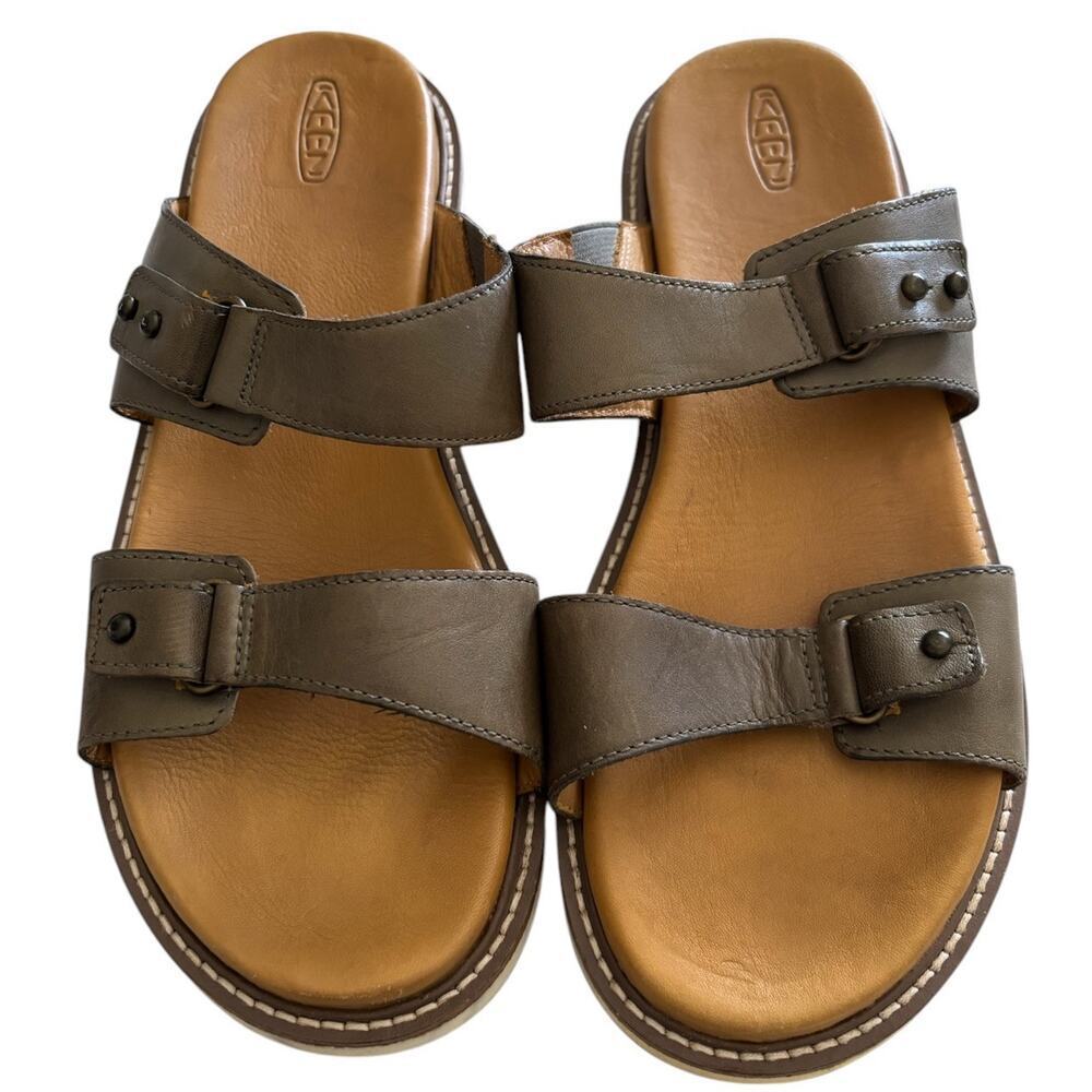 KEEN Lana Slide Leather Sandal Olive (1022591 011119) Size 10.5